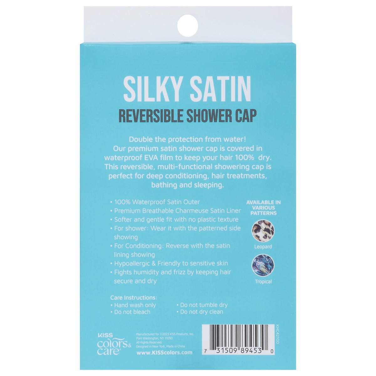 slide 8 of 12, Kiss Colors & Care Leopard Silky Satin Reversible Shower Cap X Large 1 ea, 1 ct