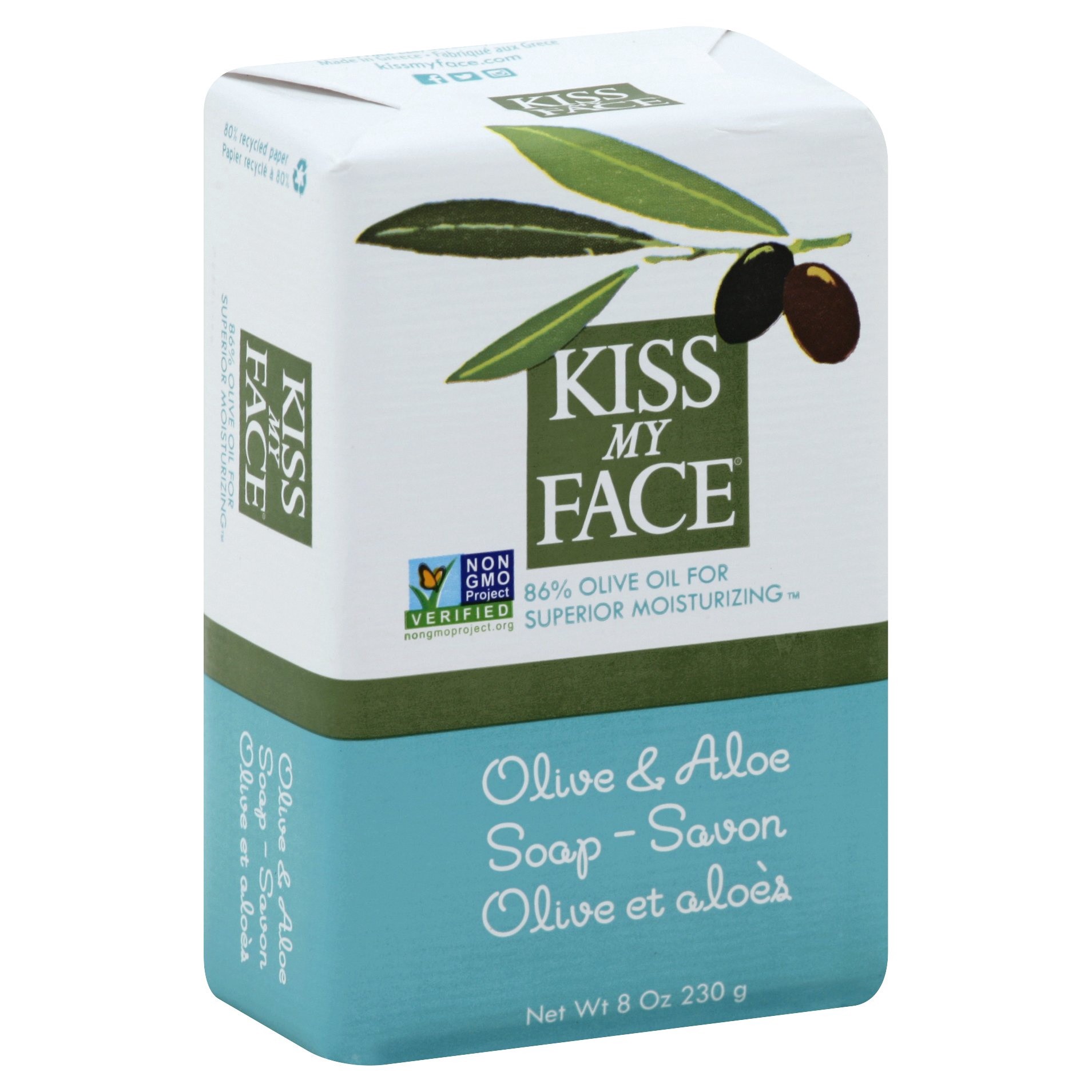 slide 1 of 6, Kiss My Face Olive And Aloe Bar Soap, 8 oz