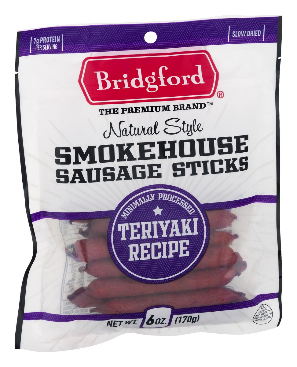 slide 4 of 11, Bridgford Natural Style Smokehouse Sausage Sticks Teriyaki Recipe, 6 oz
