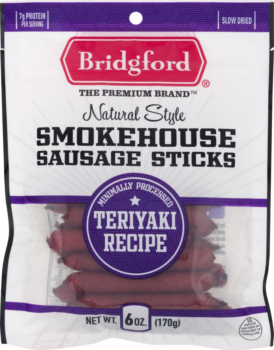 slide 8 of 11, Bridgford Natural Style Smokehouse Sausage Sticks Teriyaki Recipe, 6 oz