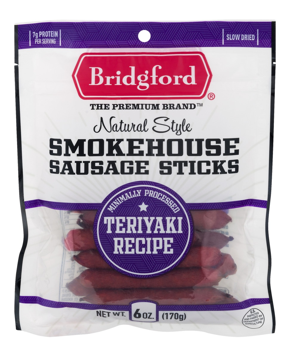 slide 1 of 1, Bridgford Natural Style Smokehouse Sausage Sticks Teriyaki Recipe, 6 oz