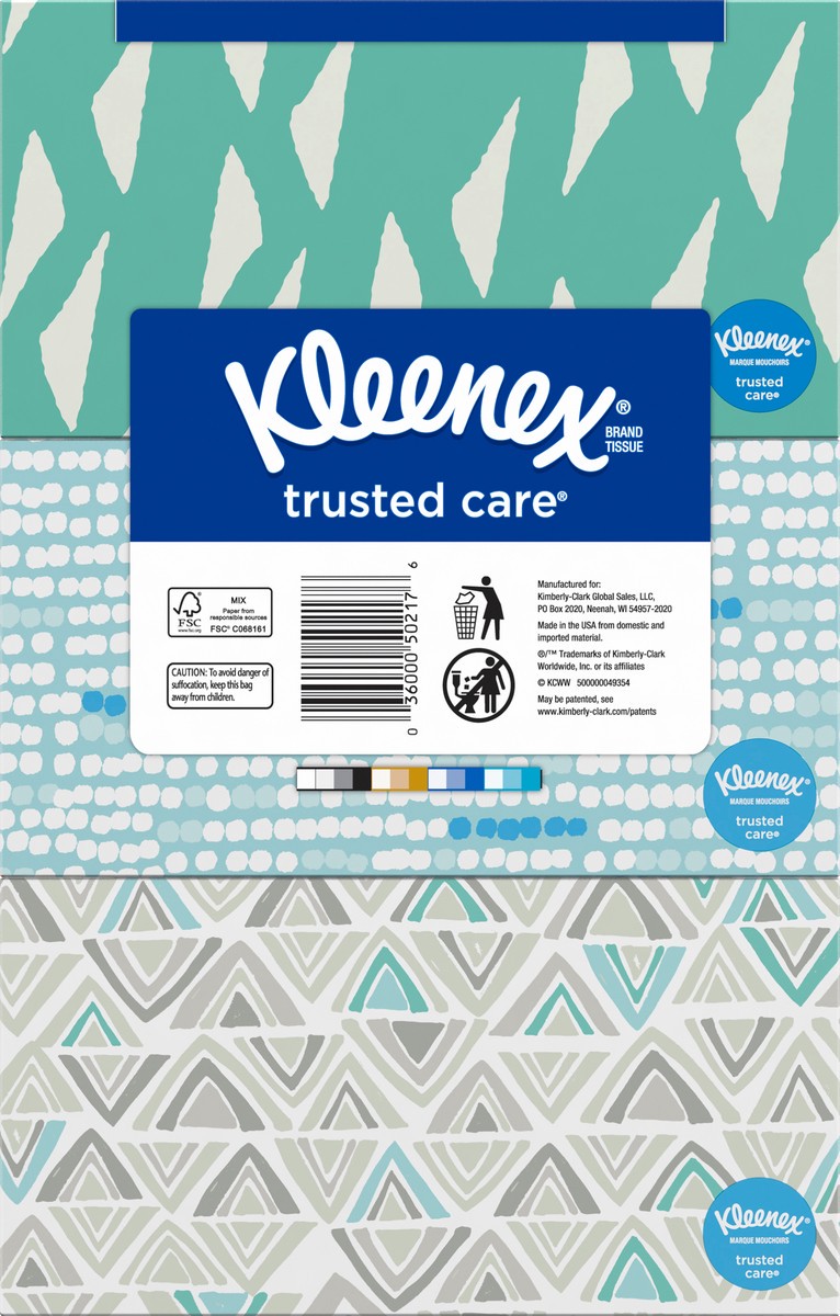 slide 7 of 9, Kleenex Trusted Care Facial Tissues, 3 Flat Boxes, 190 Tissues per Box (570 Total Tissues), 3 ct