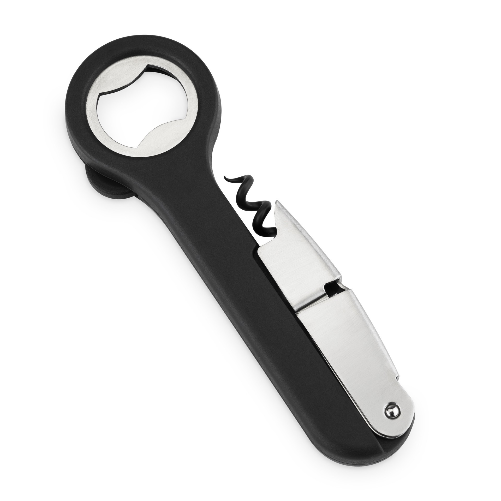 slide 1 of 9, HOST Double Hinged Corkscrew, Black Bottle Opener and Foil Cutter, Wine Key, Bar Accessories, 1 cnt
