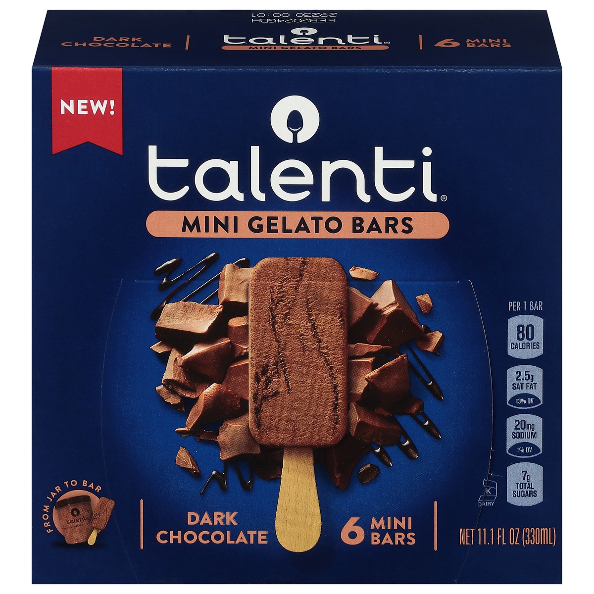 slide 2 of 13, Talenti Dark Chocolate Mini Frozen Gelato Bars - 6pk/11.1 fl oz, 6 ct