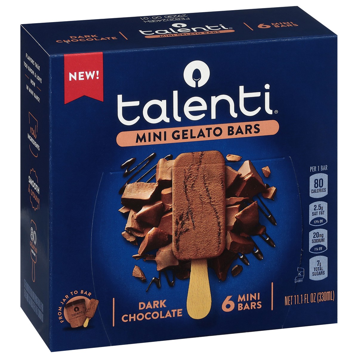 slide 3 of 13, Talenti Dark Chocolate Mini Frozen Gelato Bars - 6pk/11.1 fl oz, 6 ct