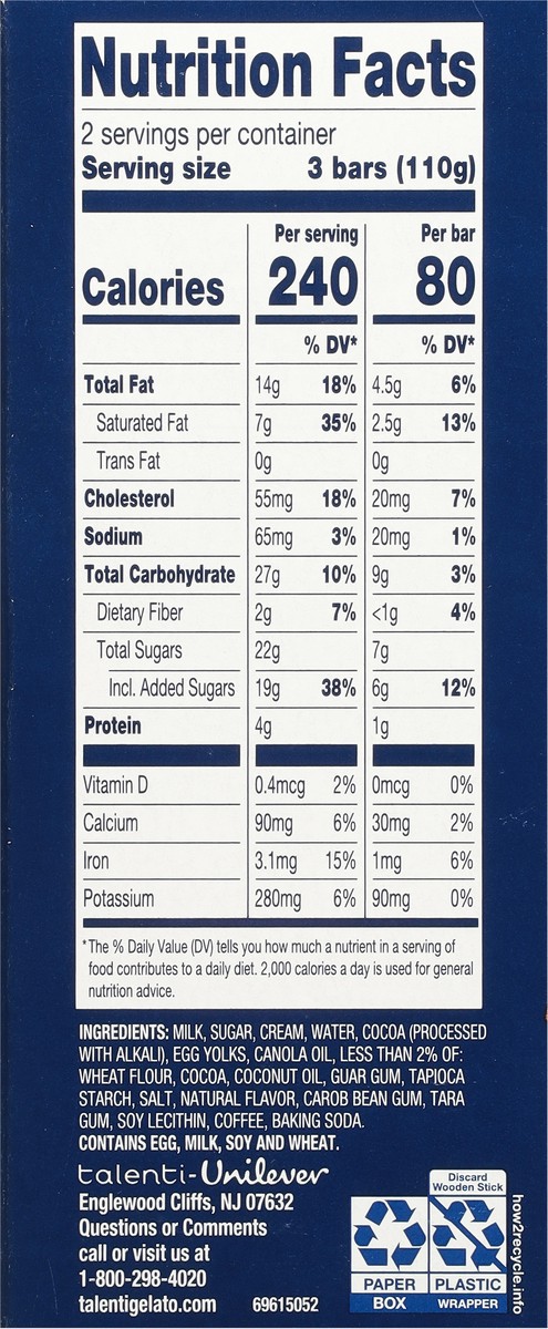 slide 9 of 13, Talenti Dark Chocolate Mini Frozen Gelato Bars - 6pk/11.1 fl oz, 6 ct