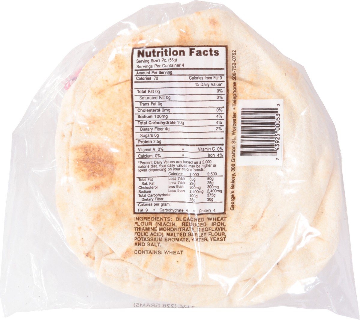 slide 9 of 13, George's Bakery White Fat Free Pocket Pita 4 ea, 4 ct