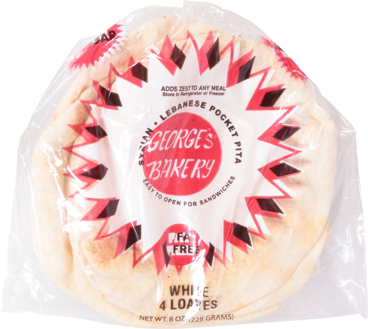 slide 8 of 13, George's Bakery White Fat Free Pocket Pita 4 ea, 4 ct