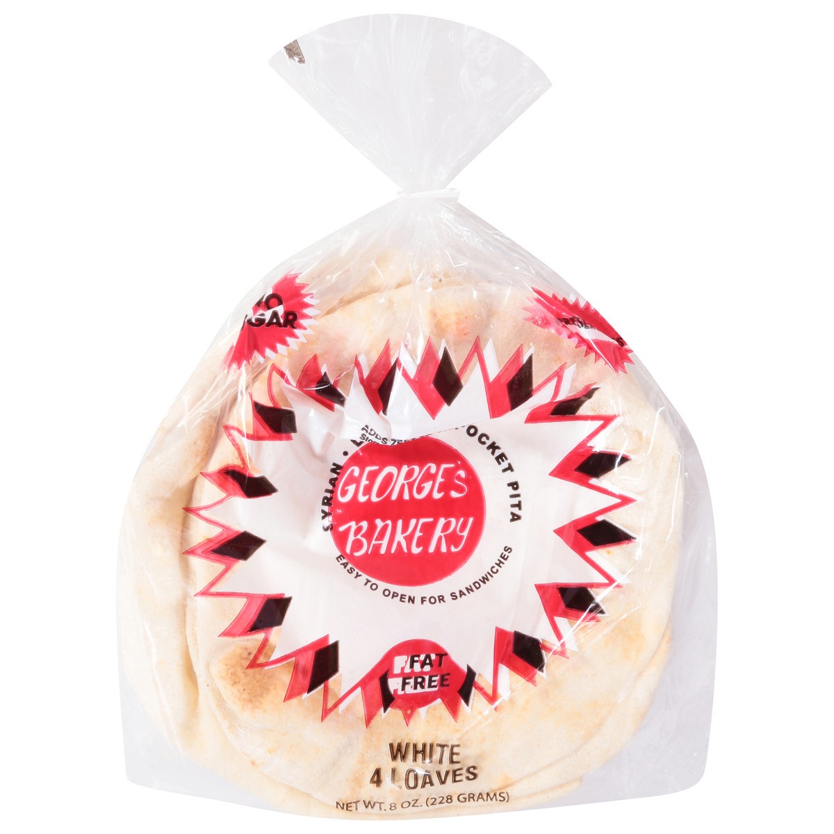 slide 1 of 13, George's Bakery White Fat Free Pocket Pita 4 ea, 4 ct
