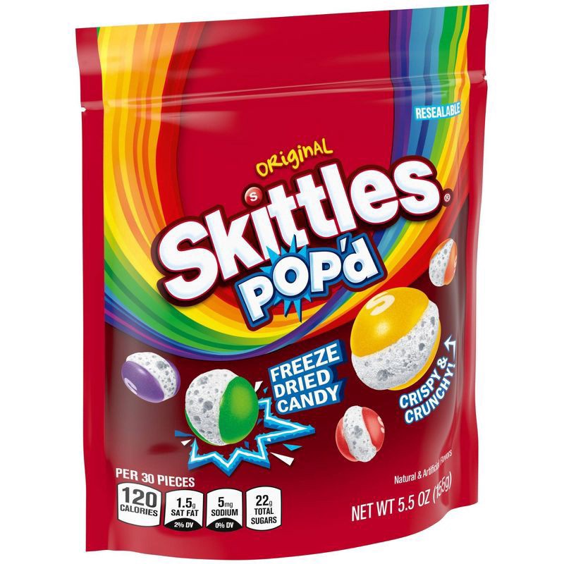 slide 7 of 8, Skittles Pop'D Originals Freeze Dried Candy Bag, 5.5 oz