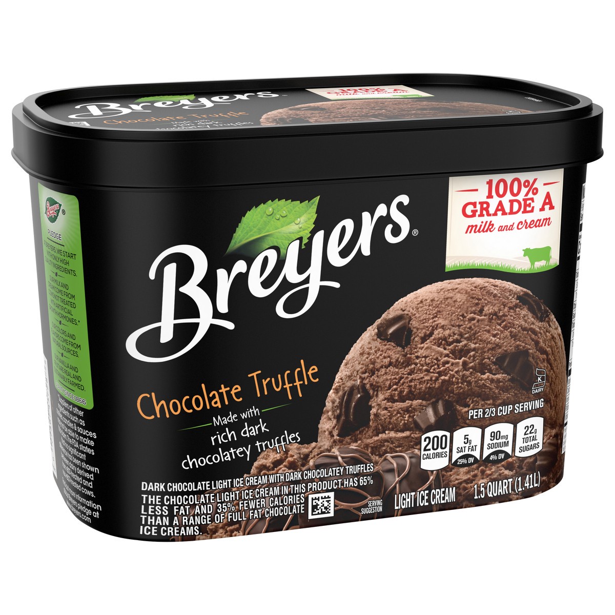 slide 2 of 9, Breyers Original Light Ice Cream Chocolate Truffle, 48 oz, 1.5 qt