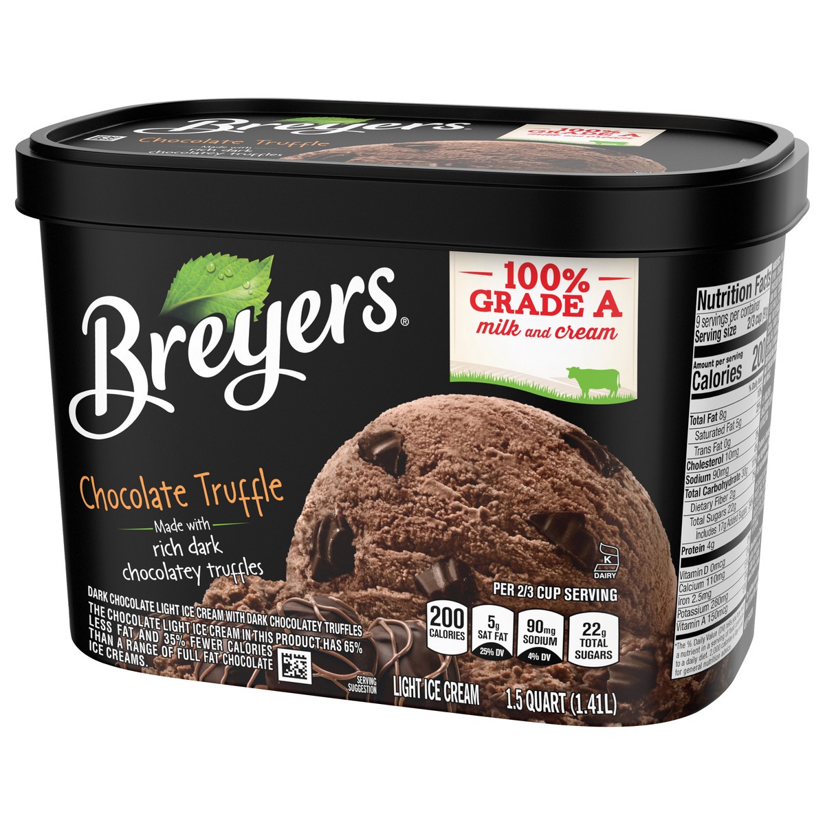 slide 3 of 9, Breyers Original Light Ice Cream Chocolate Truffle, 48 oz, 1.5 qt