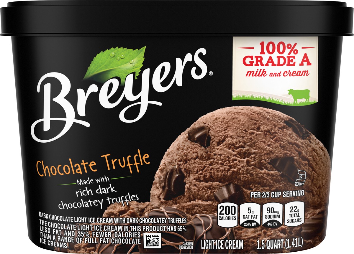 slide 7 of 9, Breyers Original Light Ice Cream Chocolate Truffle, 48 oz, 1.5 qt