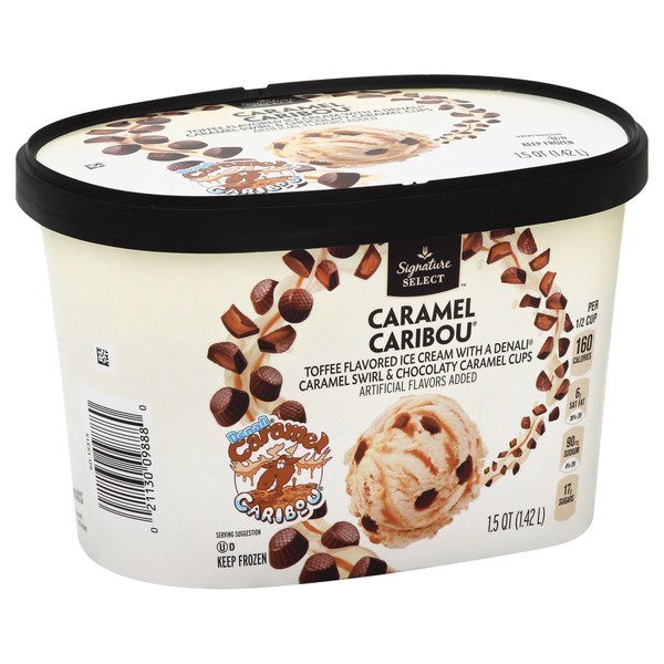 slide 1 of 1, Signature Select Ice Cream Caramel Caribou, 1.5 qt