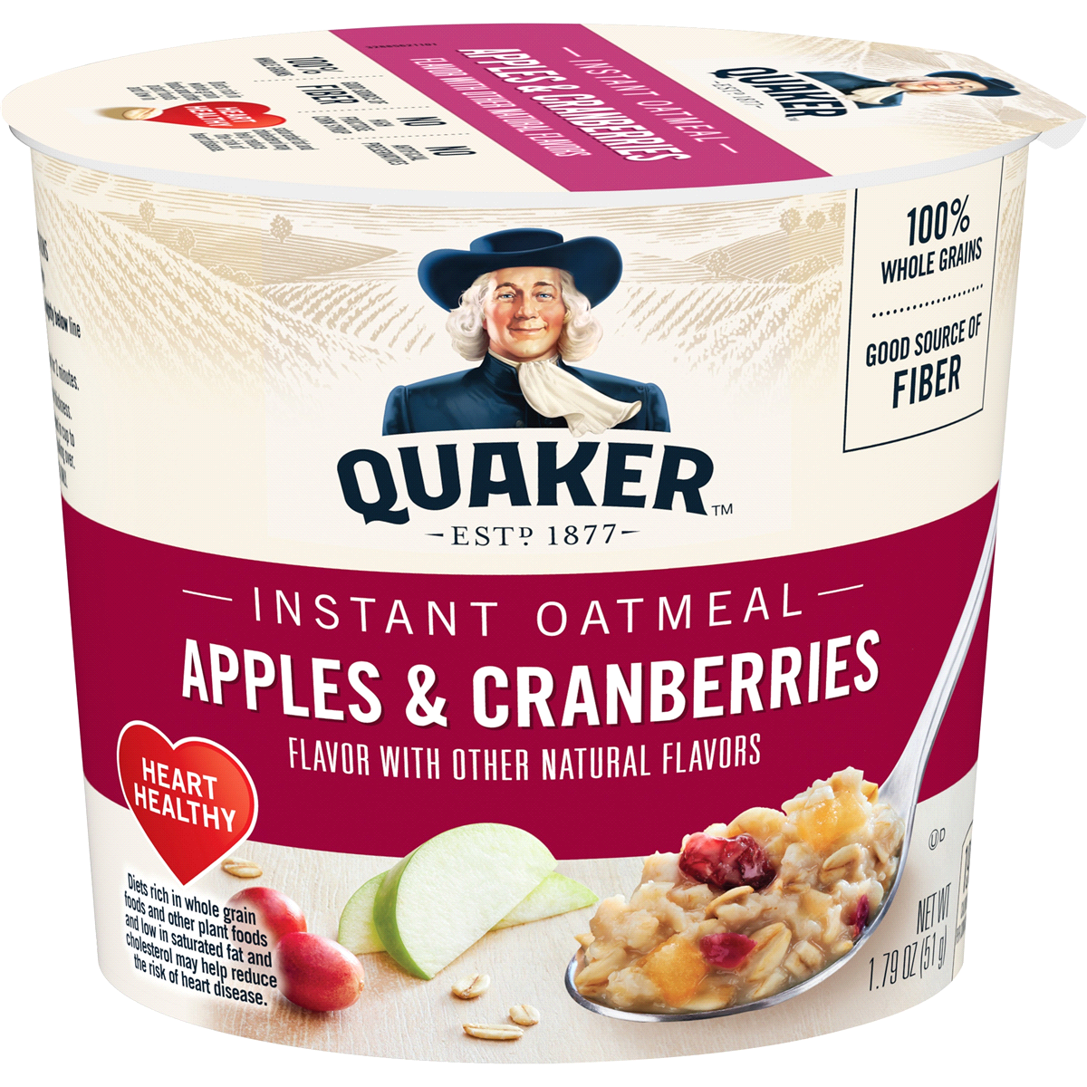 slide 1 of 4, Quaker Apples & Cranberries Instant Oatmeal, 1.79 oz