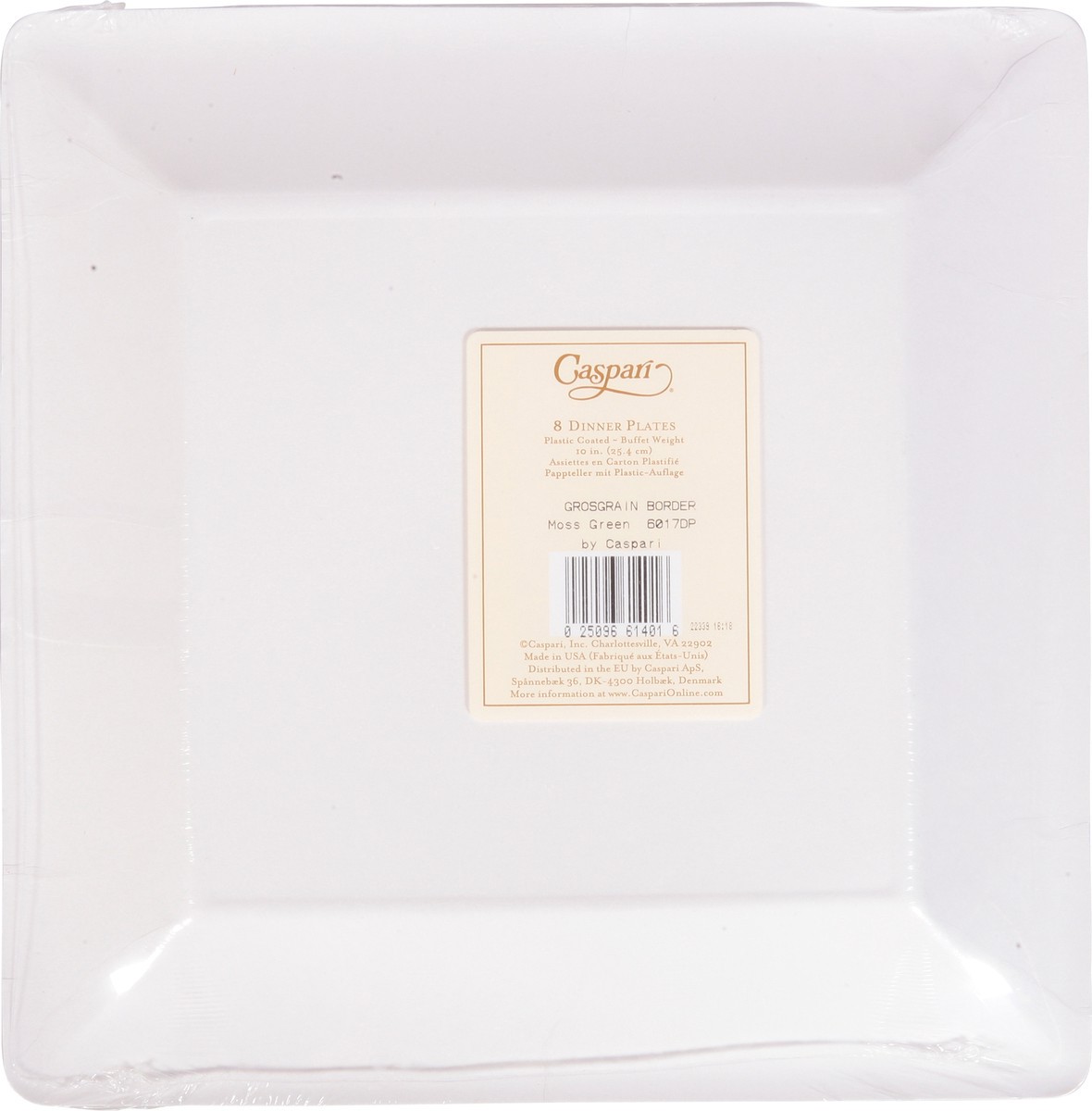 slide 2 of 9, Caspari Grossgrain Border Moss Green Dinner Plates 8 ea, 1 ct