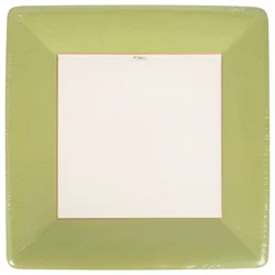 Caspari Grossgrain Border Moss Green Dinner Plates 8 ea