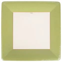 Caspari Grossgrain Border Moss Green Dinner Plates 8 ea