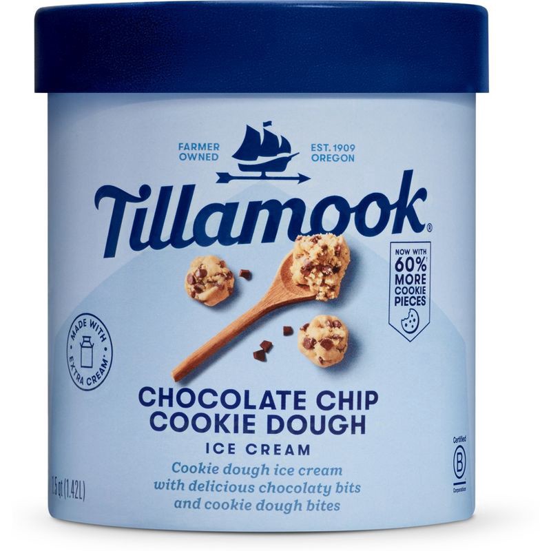 slide 1 of 6, Tillamook Chocolate Chip Cookie Dough Ice Cream - 48oz, 48 oz