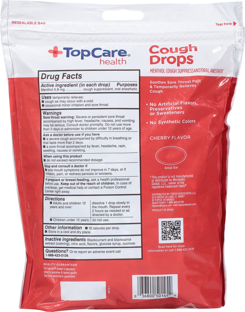 slide 9 of 9, Topcare Cough Drops, Cherry Flavor, 160 ct