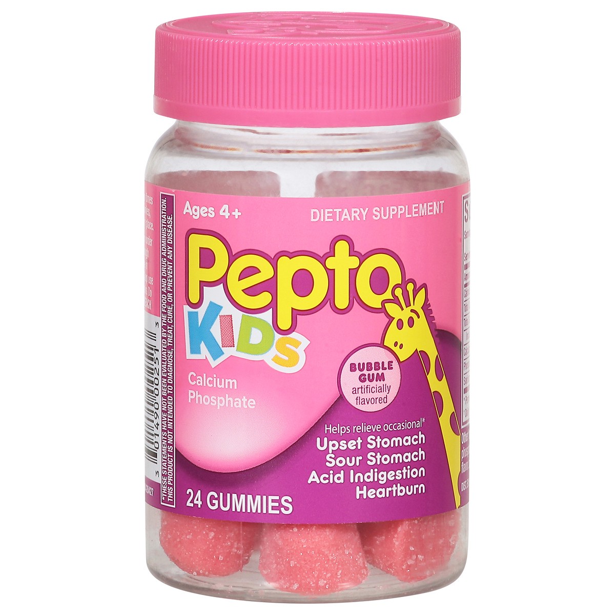 slide 1 of 15, Pepto-Bismol Ages 4+ Kids Bubble Gum Calcium Phosphate 24 Gummies, 24 ct