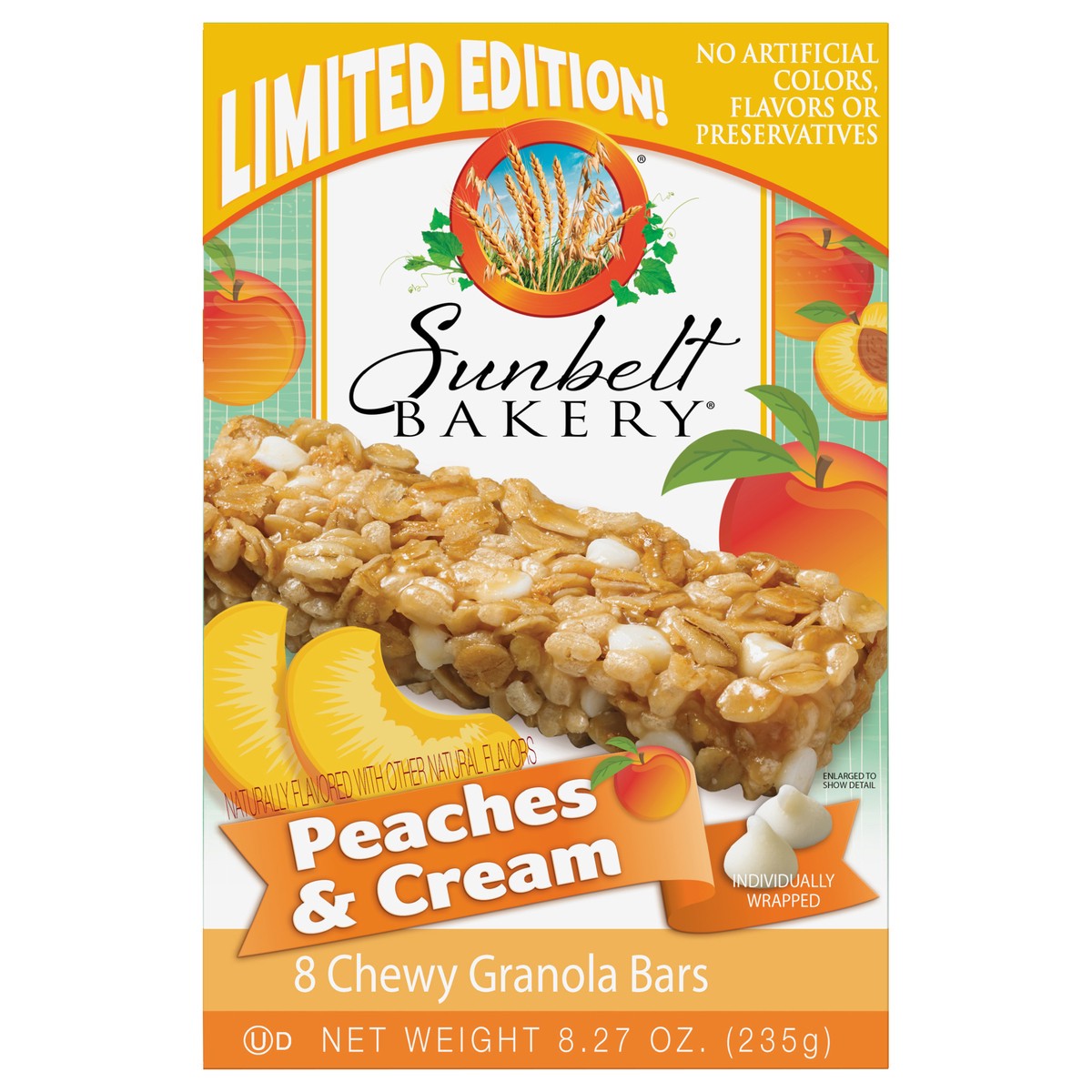 slide 1 of 10, Sunbelt Bakery Chewy Granola Bars, Sunbelt Bakery Family Pack Peaches & Cream, 8 ct