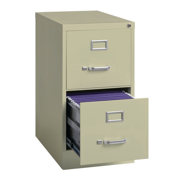 slide 2 of 5, Realspace 22'' Metal Vertical File Cabinet, 2-Drawer, Putty, 1 ct