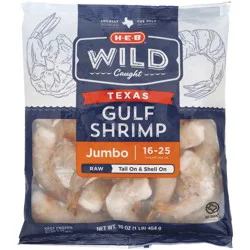 H-E-B Jumbo Raw Wild Gulf Shrimp, 16-25 Count
