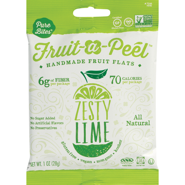 slide 1 of 1, Pure Bites Fruitapeel Zesty Lime, 1 oz
