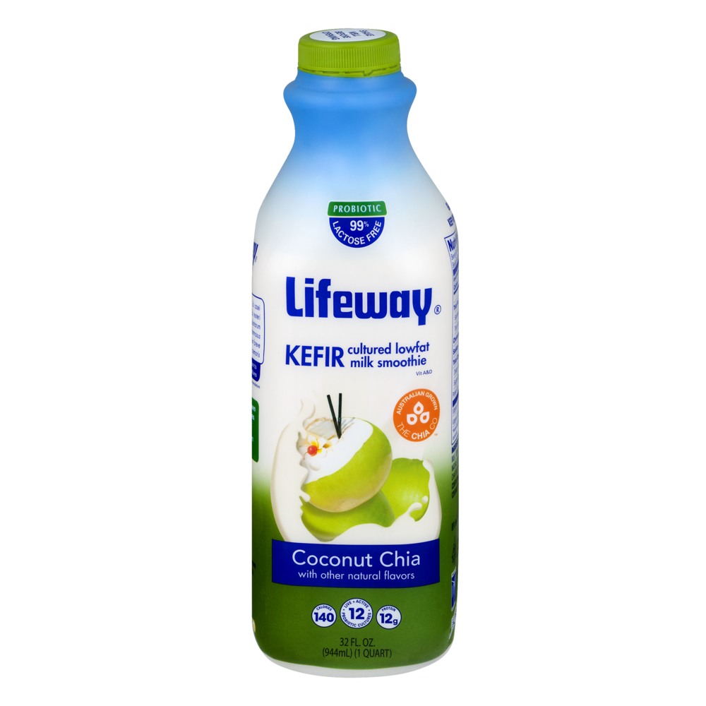 slide 1 of 1, Lifeway Lowfat Kefir Coconut Chia Cultured Milk Smoothie Probiotic, 32 fl oz