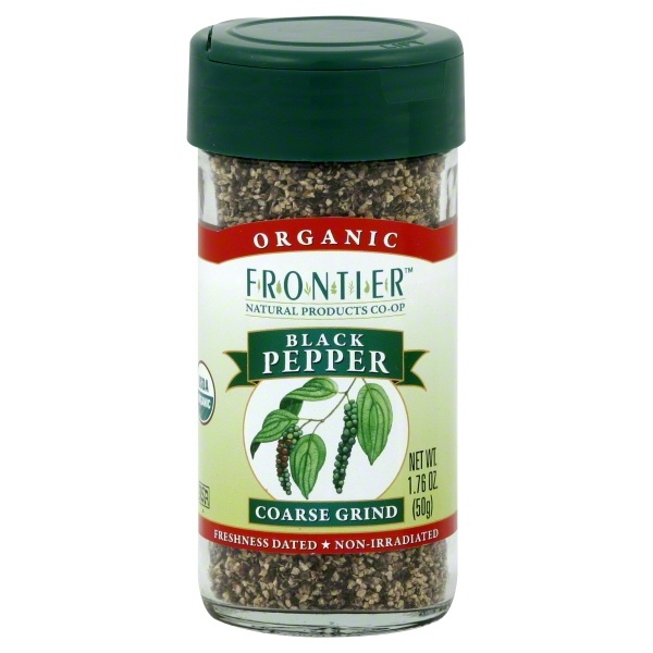 slide 1 of 1, Frontier Organic Black Pepper Coarse Grind, 1.76 oz