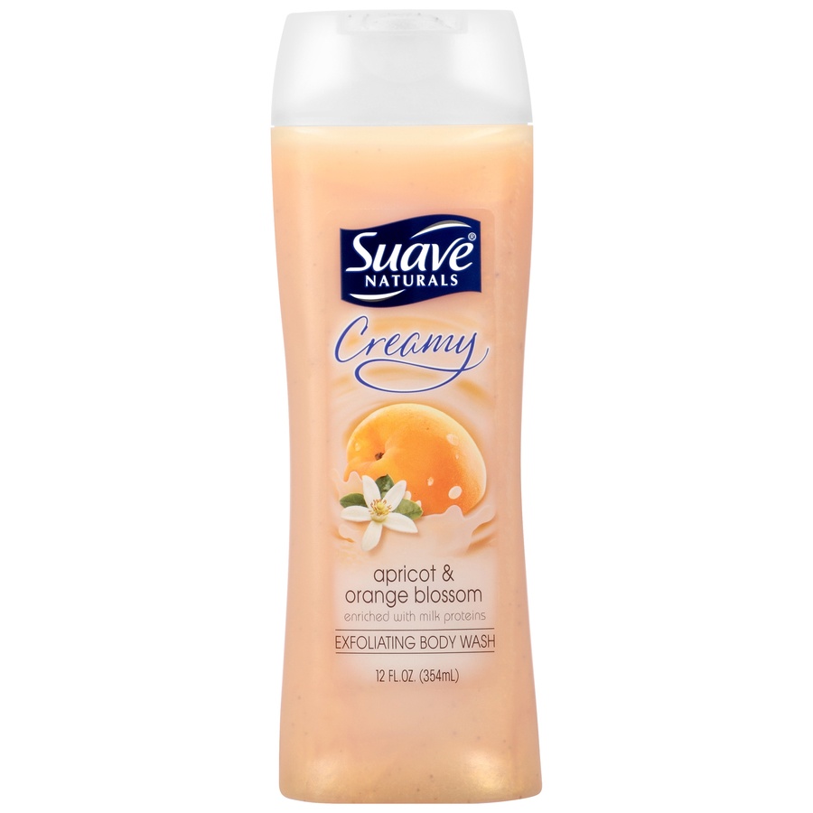 slide 1 of 3, Suave Body Wash, Exfoliating, Creamy, Apricot & Orange Blossom, 12 oz