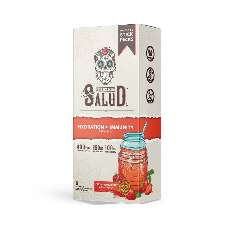 slide 1 of 5, Salud Hydration + Immunity Fresa/Strawberry/Agua Fresca Drink Mix 6 - 0.21 oz Packs, 6 ct