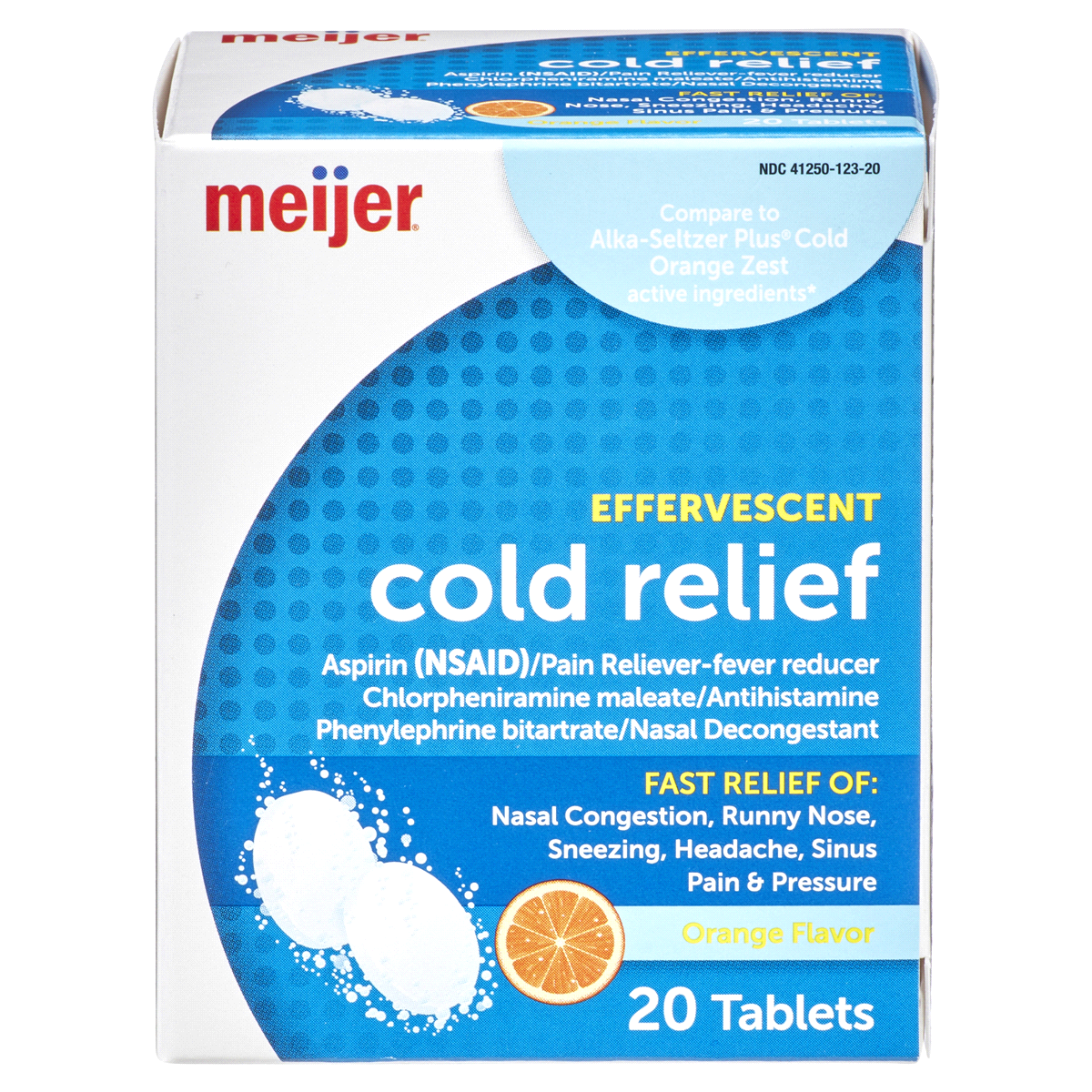 slide 1 of 29, Meijer Effervescent Cold Relief Tablets - Orange Flavor, 20 ct