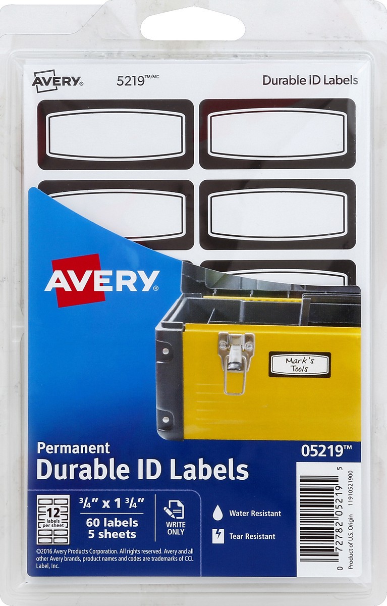 slide 1 of 3, Avery ID Labels - 5 ea, 5 ct