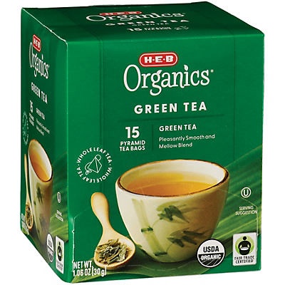 slide 1 of 1, H-E-B Organics Green Pyramid Tea Bags - 15 ct, 15 ct