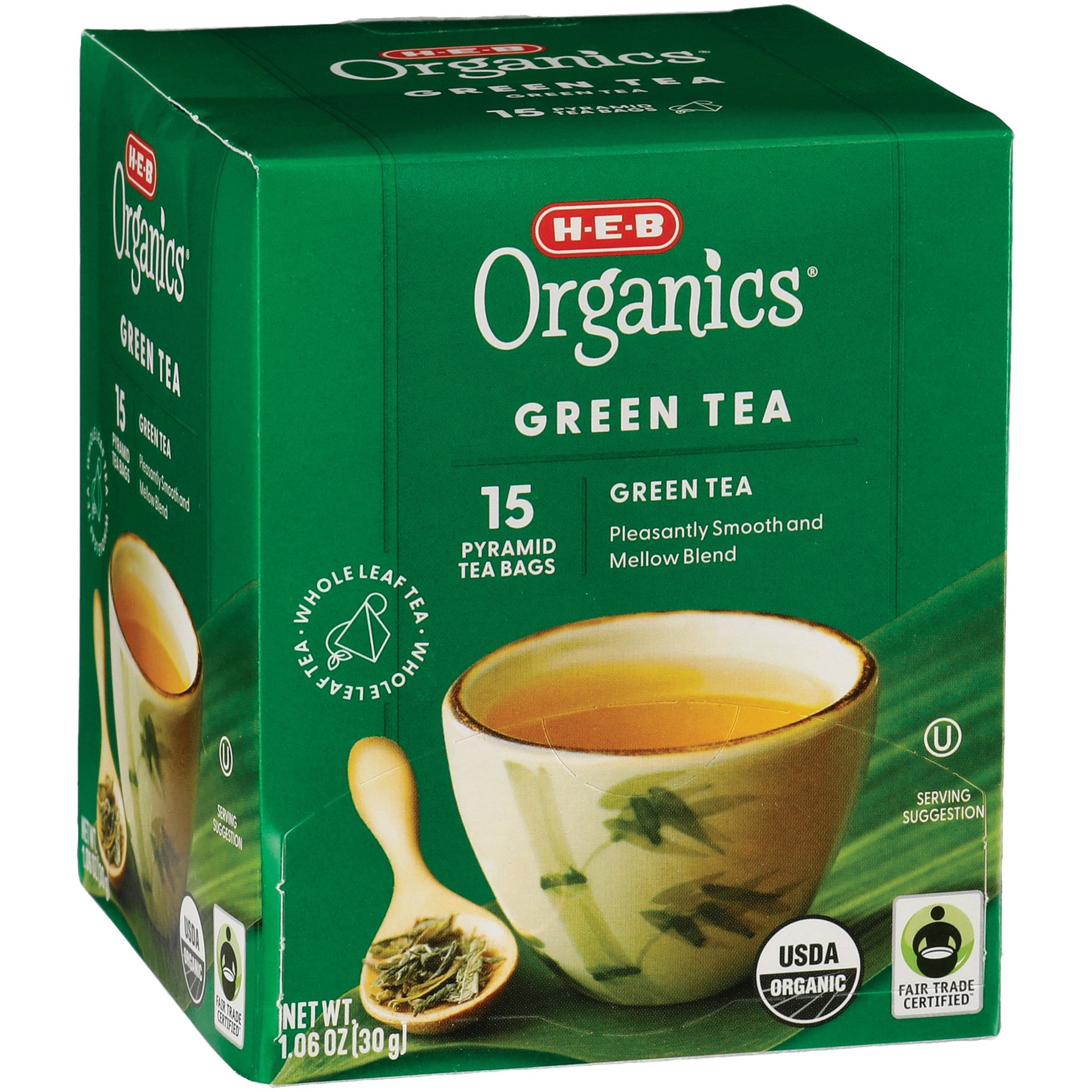 slide 1 of 1, H-E-B Organics Green Pyramid Tea Bags - 15 ct, 15 ct