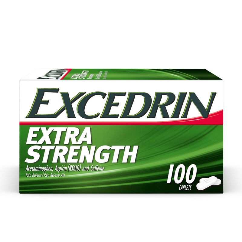 slide 1 of 9, Excedrin Extra Strength Caplets For Headache Pain Relief, 100 ct