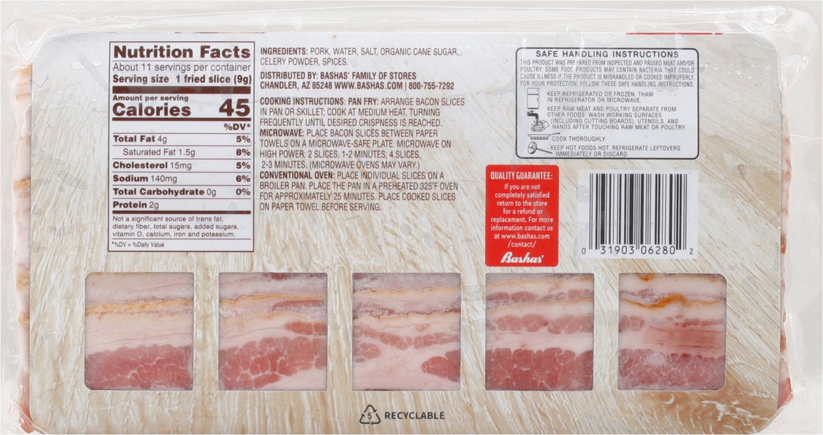 slide 8 of 13, Bashas Uncured Applewd Bacon, 12 oz