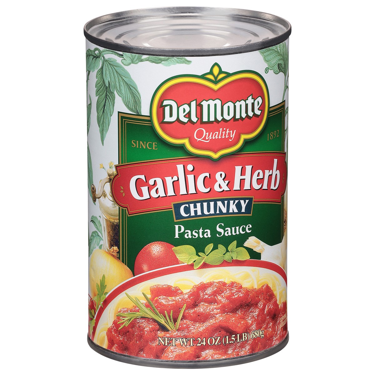 slide 2 of 9, Del Monte Chunky Garlic & Herb Pasta Sauce 24 oz, 24 oz