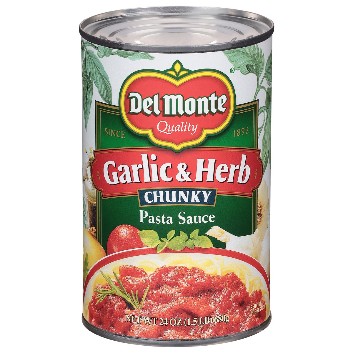 slide 1 of 9, Del Monte Chunky Garlic & Herb Pasta Sauce 24 oz, 24 oz