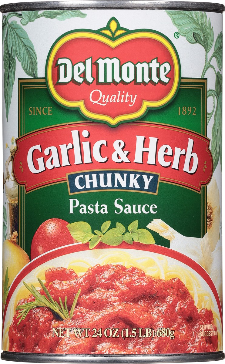 slide 6 of 9, Del Monte Chunky Garlic & Herb Pasta Sauce 24 oz, 24 oz