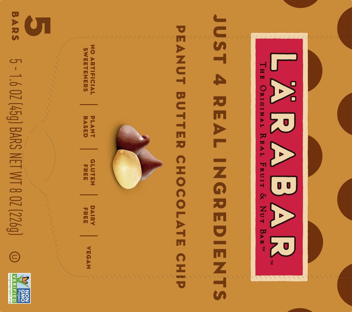 slide 10 of 10, LÄRABAR Gluten Free Bar, Vegan, Peanut Butter Chocolate Chip, 5 ct