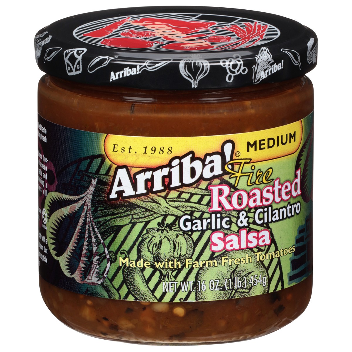 slide 2 of 9, Arriba! Medium Fire Roasted Garlic & Cilantro Salsa 16 oz, 16 oz