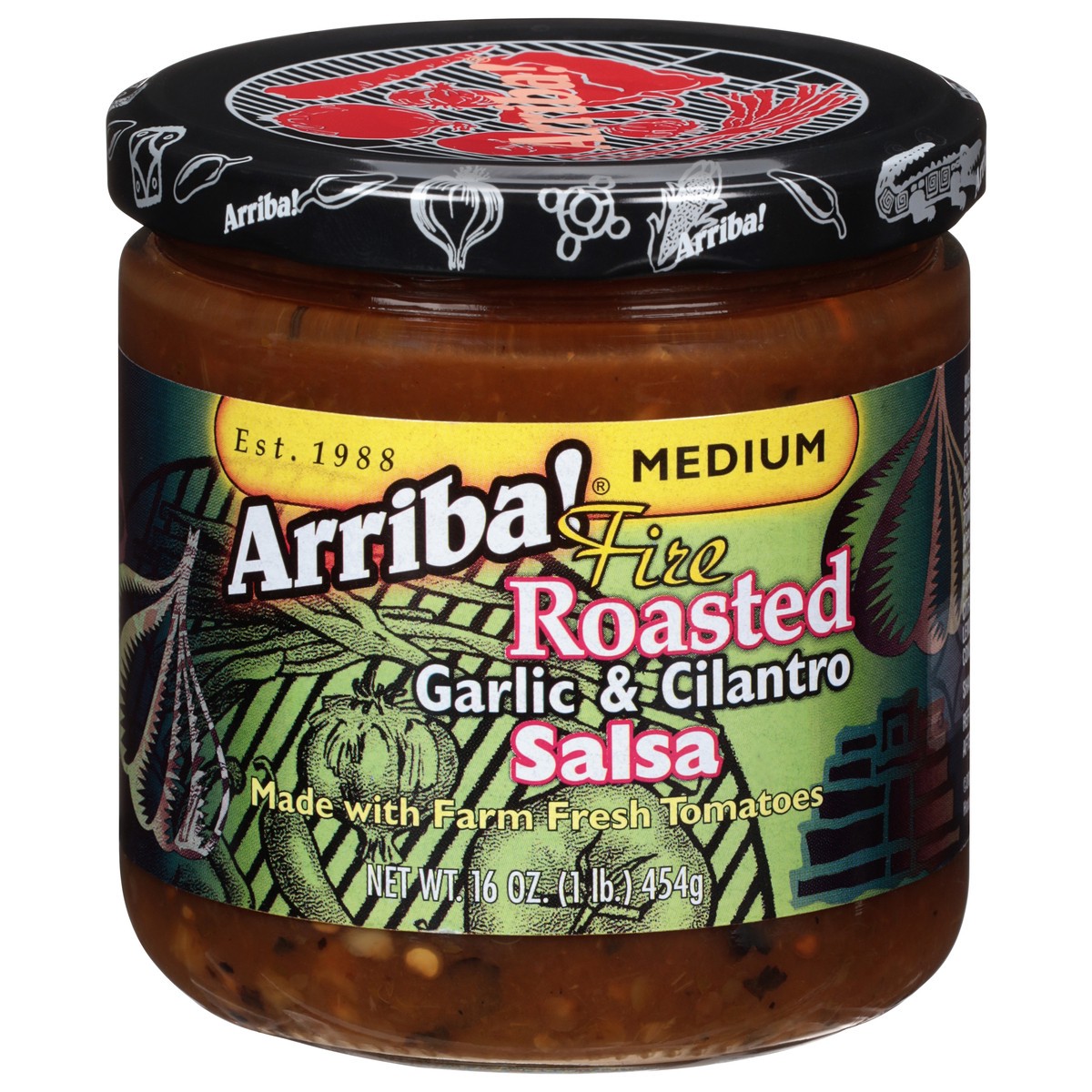 slide 1 of 9, Arriba! Medium Fire Roasted Garlic & Cilantro Salsa 16 oz, 16 oz