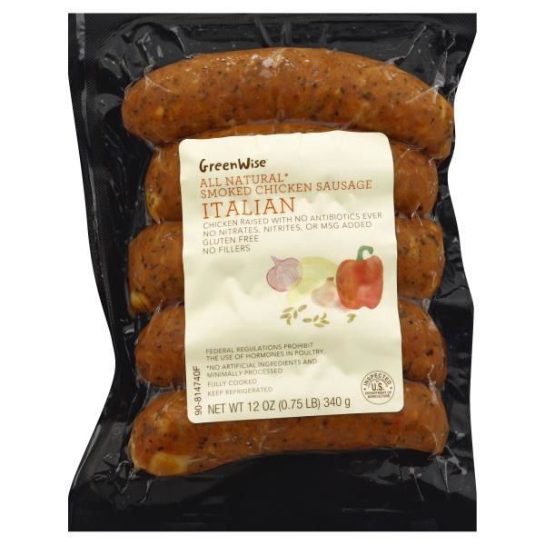 slide 1 of 1, GreenWise Smoked Italian Chicken Sausage, 12 oz