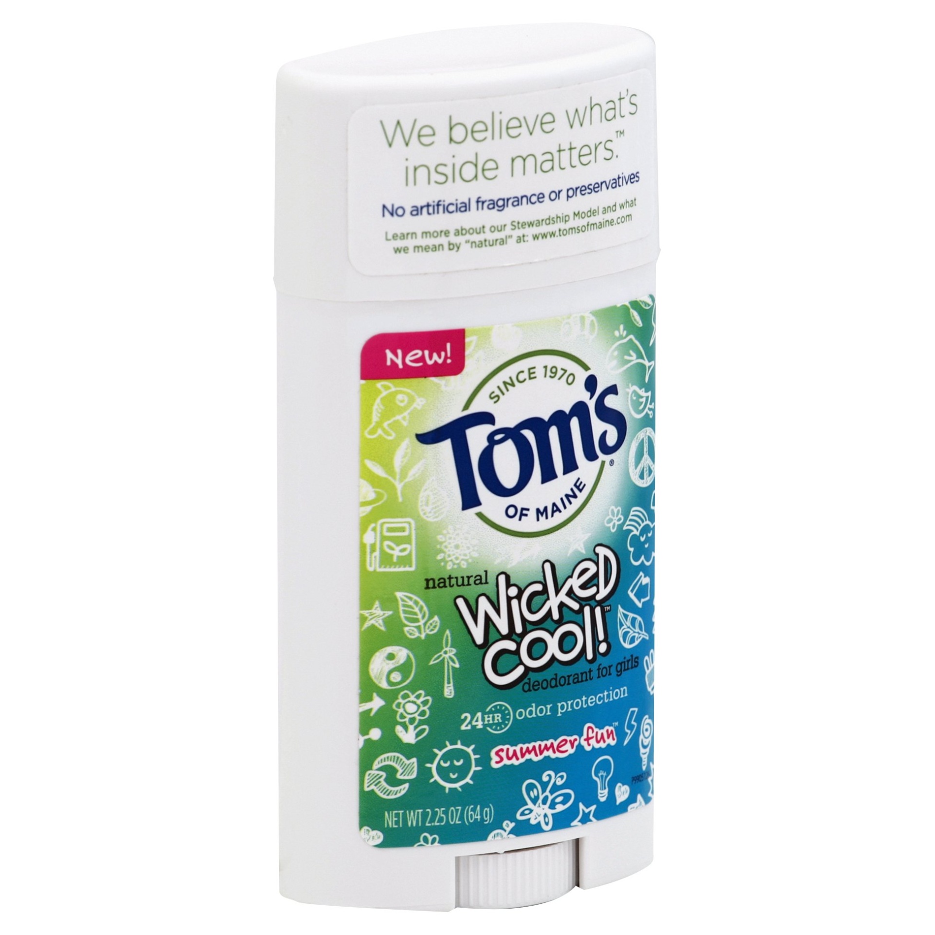 slide 1 of 2, Tom's Of Maine Wicked Cool! Deodorant For Girls Summer Fun, 2.25 oz