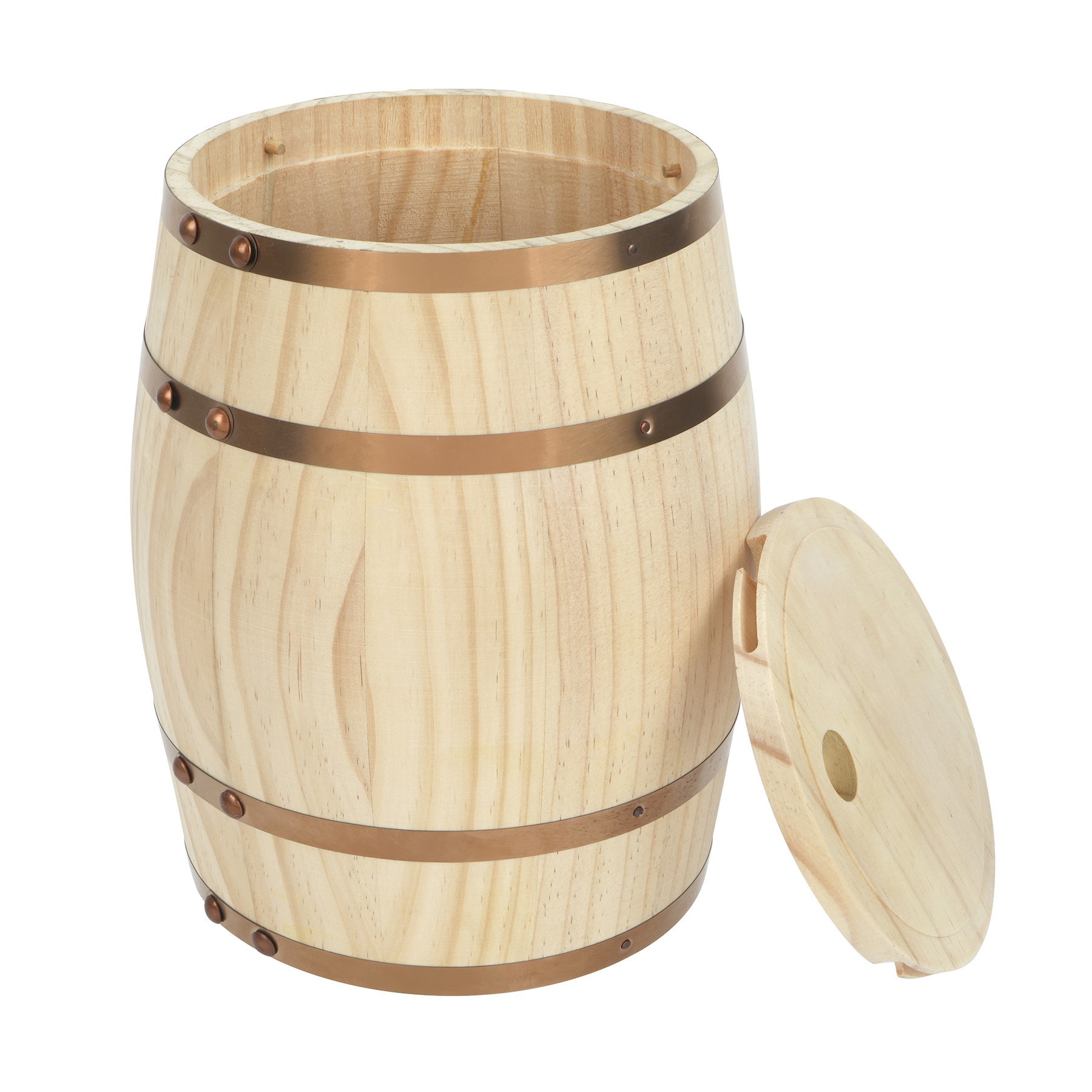 slide 2 of 2, 9" Pinewood Barrel By Make Market, 7 in x 7 in x 9 in