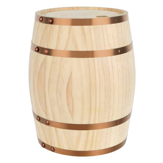 slide 1 of 2, 9" Pinewood Barrel By Make Market, 7 in x 7 in x 9 in