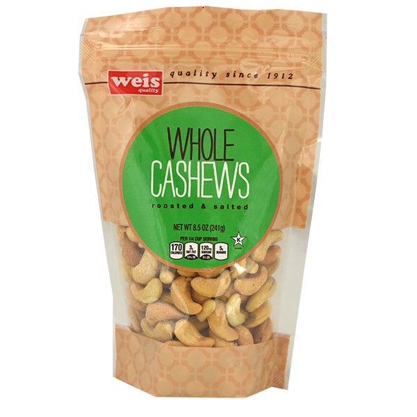 slide 1 of 1, Weis Quality Whole Cashews, 8.5 oz